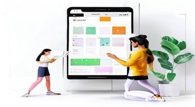 UI/UX设计师在白板前规划App配色方案，使用久久色色彩搭配工具生成界面视觉规范，环境明亮创意感强